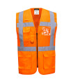 Gilet in rete Executive Madrid arancione/giallo, tasche a toppa, anello DPORTWEST C496.
