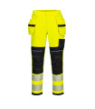 High visibility elastic trousers PW3 with holster pockets and reinforced panels PORTWEST FR407