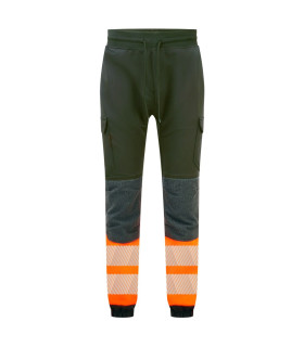 High visibility KX3 pants made of flexible fabric with knee protection and reflective tape PORTWEST KX341