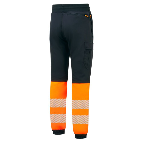 High visibility KX3 pants made of flexible fabric with knee protection and reflective tape PORTWEST KX341