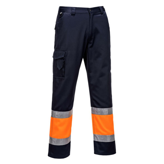Pantaloni leggeri bicolore Combat con tasche laterali, ad alta visibilità, nero/blu marino PORTWEST L049