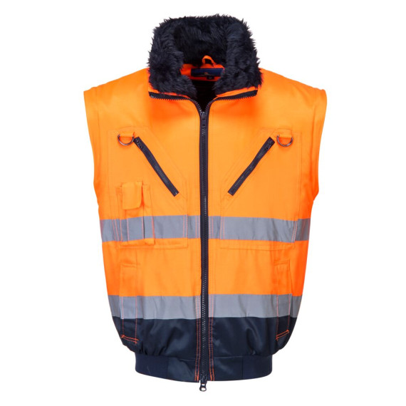 High visibility 3 in 1 jacket, removable wool collar with reflective strips PORTWEST PJ50