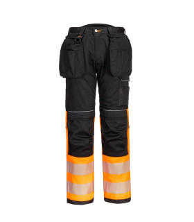 Pantalon PW3 noir avec extrémités fluo, bandes réfléchissantes, poches de type pistolet PORTWEST PW307