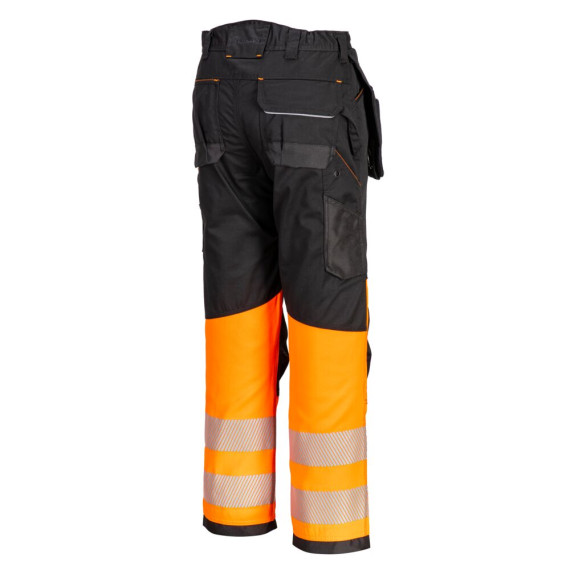 Pantalon PW3 noir avec extrémités fluo, bandes réfléchissantes, poches de type pistolet PORTWEST PW307