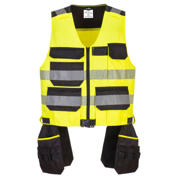 Chaleco PW3 Werkzeug Klasse 1 aus Polycotton mit reflektierenden HiVisTex Bändern in fluoreszierendem Gelb PORTWEST PW308