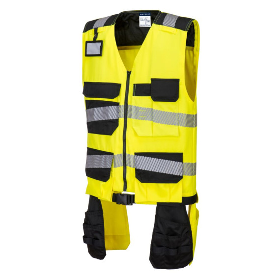 Chaleco PW3 Tool Clase 1 de polialgodón con cintas reflectantes HiVisTex  amarillo flúor PORTWEST PW308