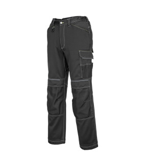 High visibility work elastic trousers for women in black PORTWEST PW380