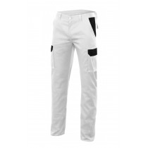 Pantalon blanco stretch bicolor multibolsillos Serie PT103002S