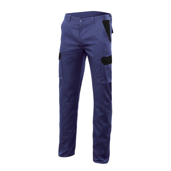 Blaue Stretch-Bicolor-Pants Multibolsillos-Serie PT103002s