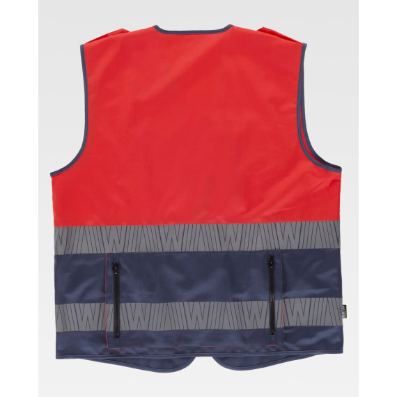 Fluorescent vest combined with custom reflective strips C3687 WORKTEAM