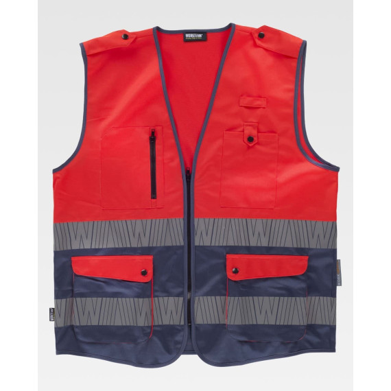 Colete fluorescente combinado com fitas refletoras personalizadas C3687 WORKTEAM