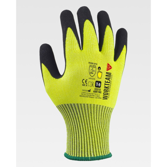 Guantes de 13 galgas, con soporte de diferentes fibras y recubrimiento de nitrilo microporoso WORKTEAM G5510