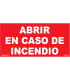 Señal de seguridad Abrir en caso de incendio 190 x 90 mm (Pack de 10) SEKURECO