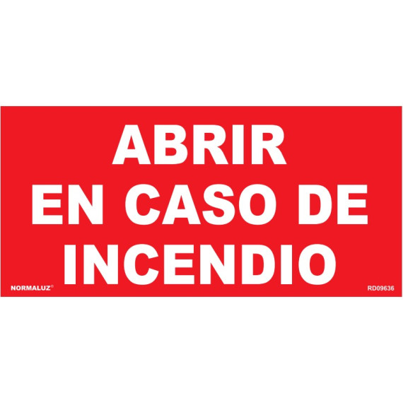 Sinal de segurança Abrir em caso de incêndio com capa luminiscente 130 x 80 mm (Pacote de 10) SEKURECO