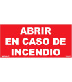 Sinal de segurança Abrir em caso de incêndio com capa luminiscente 130 x 80 mm (Pacote de 10) SEKURECO
