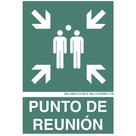 Sinal de evacuação PVC luminiscente Ponto de Reunião COFAN