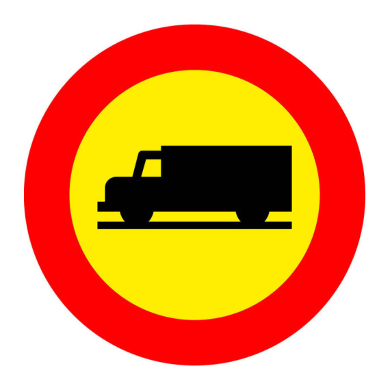 Señal reflectante de Entrada prohibida a vehículos destinados al transporte de mercancias SEKURECO