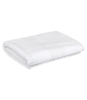 Asciugamano da doccia bianco con bordo decorativo in tessuto di cotone MEDUSA VALENTO