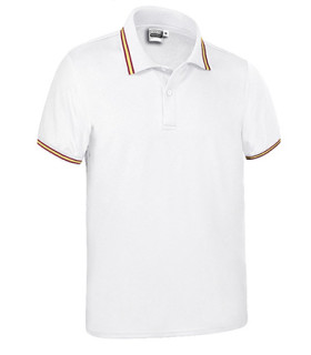 Technisches Poloshirt mit kurzen Ärmeln und Kontrastdesign mit Flaggen am Kragen und den Ärmeln, aus Polyester gefertigt VALENTO