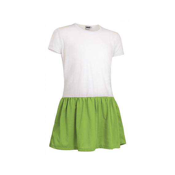 Vestido infantil bicolor de manga corta y cuello redondo de poliester SUNNY VALENTO