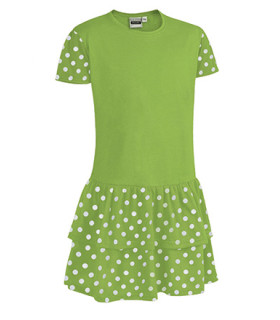 Vestido infantil estampado de bolinhas com dupla camada em tecido de malha lisa SEVILLANA VALENTO