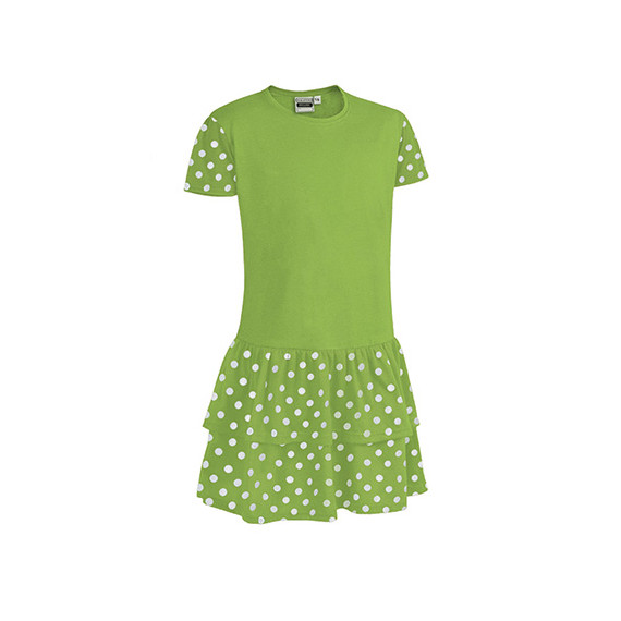 Robe enfant à pois avec double volant en tissu jersey SEVILLANA VALENTO