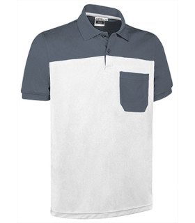 Polo técnico de manga curta, bolso e design bicolor, tecido respirável piqué 100% poliéster VALENTO TYPHOON.