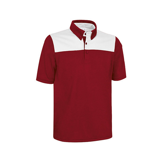 Short-sleeve technical polo with a bicolor design, collar, and hidden pocket, made of breathable polyester VALENTO HURRICANE fab