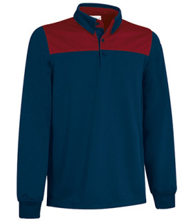 Polo technique à manches longues et effet thermique, design bicolore, tissu en polyester antibactérien VALENTO HURRICANE.