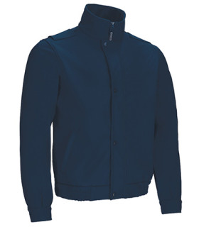Softshell jacket ideal for security guards, in blue and black, elastic softshell fabric of three layers VALENTO KEEPER