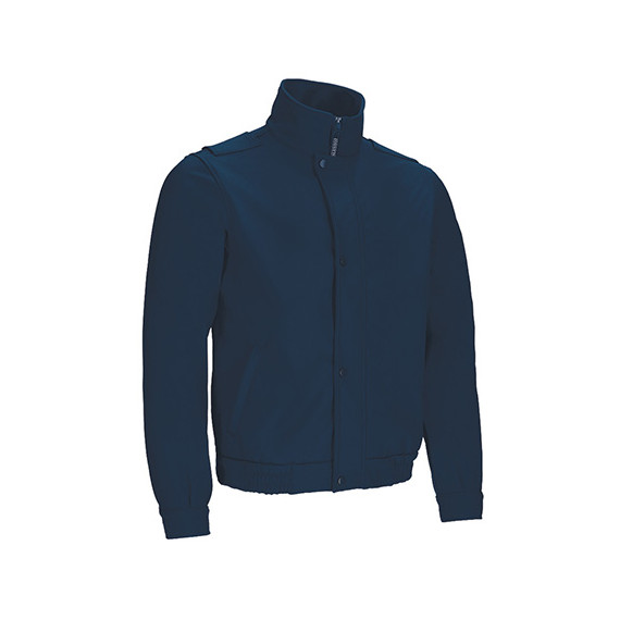 Softshell-Jacke ideal für Sicherheitskräfte, in Blau und Schwarz, elastisches dreilagiges Softshell-Gewebe VALENTO KEEPER.