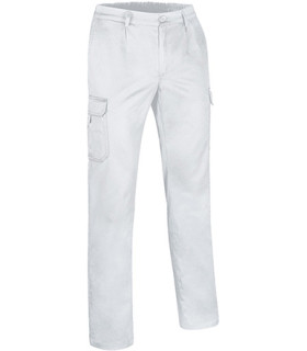 Multi-bold working trousers semi-adjusted in neutral colors, of resistant sarga fabric VALENTO MONTERREY