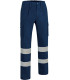 Navy blue multi-pocket work pants AV, reflective strips, and VALENTO MISSOURI twill fabric.