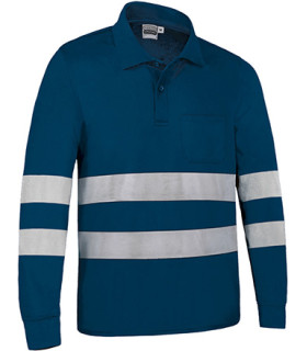 Polo de Visibilidade Aumentada de manga longa e gola de tricot, com duas fitas refletoras, poliéster VALENTO LONGFORD.