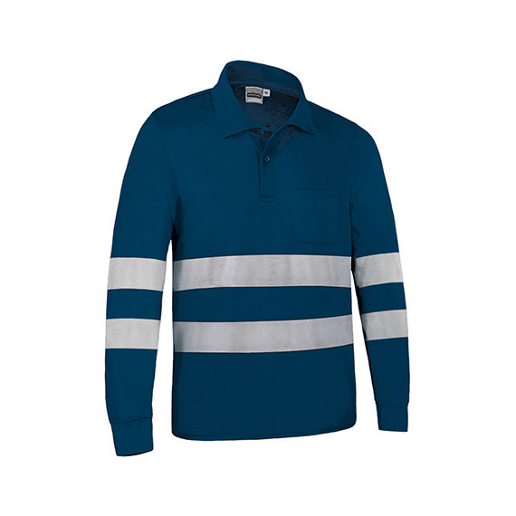 Langärmliges Poloshirt mit Strickkragen, ausgestattet mit zwei reflektierenden Streifen, aus Polyester VALENTO LONGFORD.