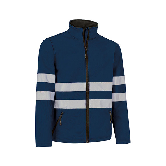 Giacca softshell ad alta visibilità, con due strisce retro-riflettenti cucite sul torso, sulla schiena e sulle maniche VALENTO W