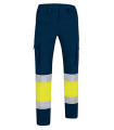 High Visibility multipoocket bicolor pants, reflective strips EN 20471, hydro-repellent elastic fabric VALENTO RIGEL.