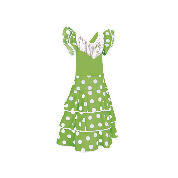 Vestido infantil sin mangas con estampado flamenco en tejido plano BULERIA VALENTO