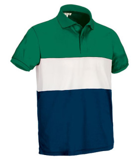 Short sleeve technical pole with tricolor design on both sides, breathable technical fabric polyester VALENTO VARSITY