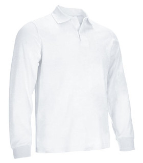 Long sleeve pole and neck with Velcro closure, blue and white, cotton granite knit fabric and polyester VALIANT