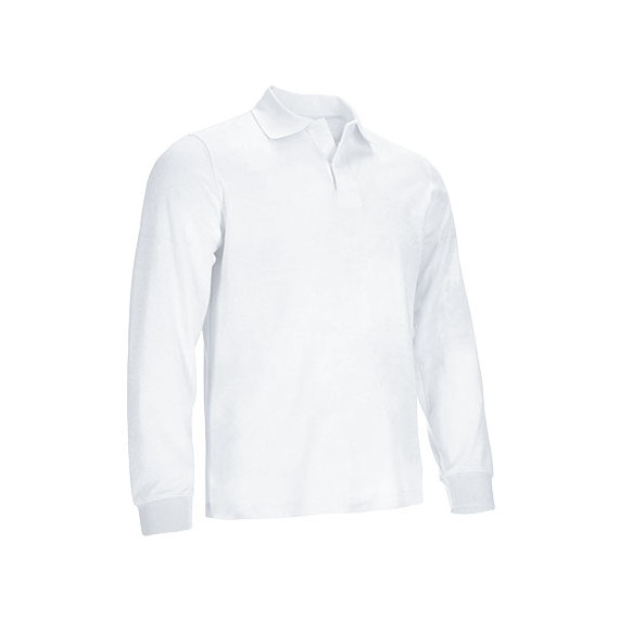 Polo e collo a maniche lunghe con chiusura in velcro, blu e bianco, tessuto in granito di cotone e poliestere VALIANT