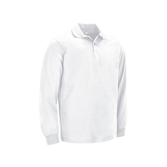 Polo a maniche lunghe senza tasche, senza bottoni, blu e bianco, per uniforme da lavoro, tessuto piqué resistente VALENTO SENA.