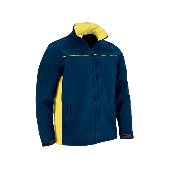 Chaqueta softshell bicolor 3 bolsillos con interior polar combinado, colores vivos VALENTO THUNDER