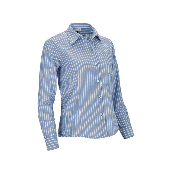 Camisa listrada, manga longa e bolso feminino Valentoly Corporation