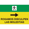 Señales Viales PVC Rogamos Disculpen Molestias flecha derecha 500 x 700 mm SEKURECO