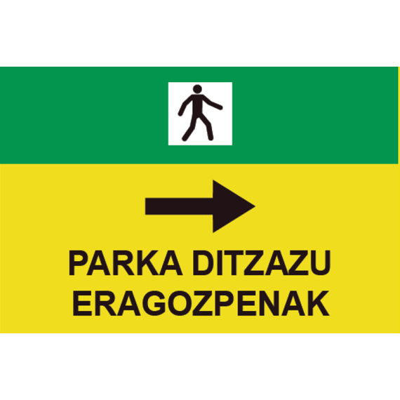 PVC road signs in Basque Park Ditzazu Eragozpenak, with text and ...