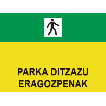 Sinais de frascos PVC Euskera Parka Ditzazu Egozpenak