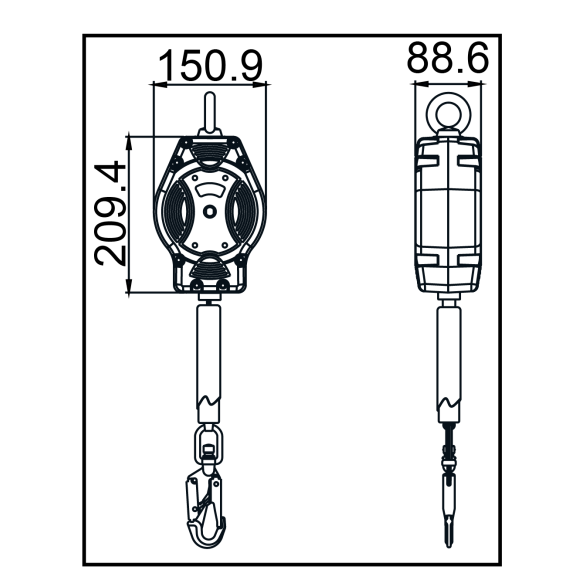 Anticaída retráctil de 6 m, para uso vertical solamente HELIXON cinta KRATOS SAFETY