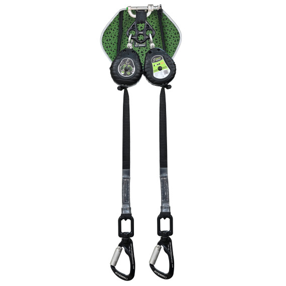 Double retractable fall arrest device, with 2.40 m straps and energy absorber in dorsal bag SPILO-S2 KRATOS SAFETY