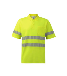 Fluorescent cotton short sleeve polo Reflatex RS with reflective strips Series 305522 VELILLA
